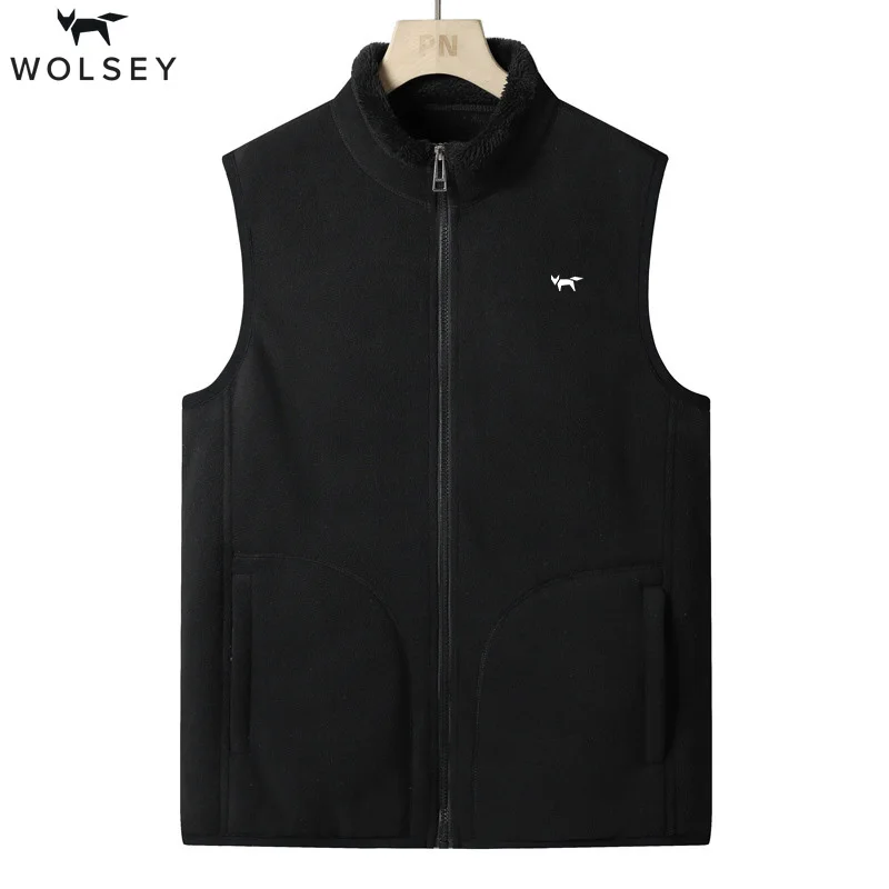 

Wolsey Plus Size Cashmere Men Sleeveless Vest Jackets Fashion Wool Male Cotton-Padded Coats Warm Waistcoats Clothing 5XL