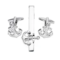 High quality men's French shirt cufflinks tie clips classic Luxury ship anchor button clips business suit accessories jewelry 3