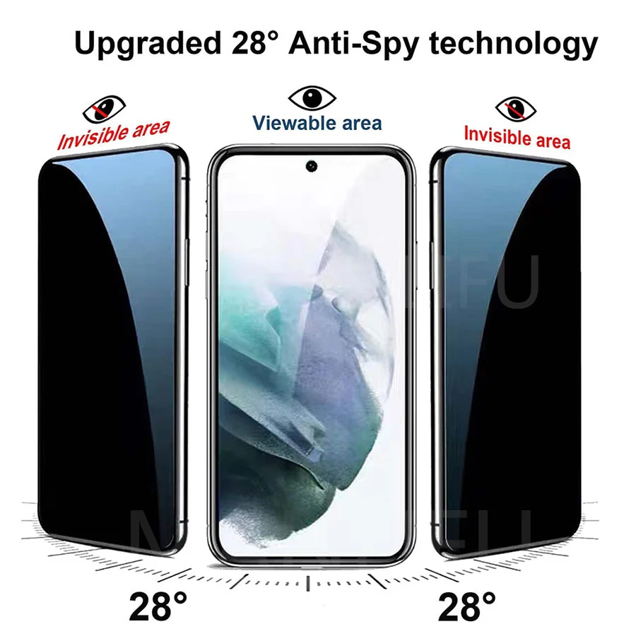 Proteggi schermo frontale in vetro temperato curvo per privacy 9H per Samsung Galaxy S21 FE 5G Schermo nero anti-spia privato da 6,4 pollici - immagine 4