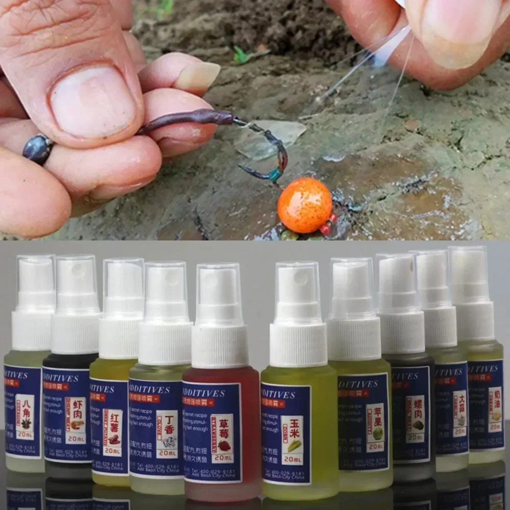 20ml Strong Scents Fish Attractants for Soft Lures Bait Additive Boilies Pop-Up Pellet Attractant Flavoured Spray Flavor Pesca fishing lure