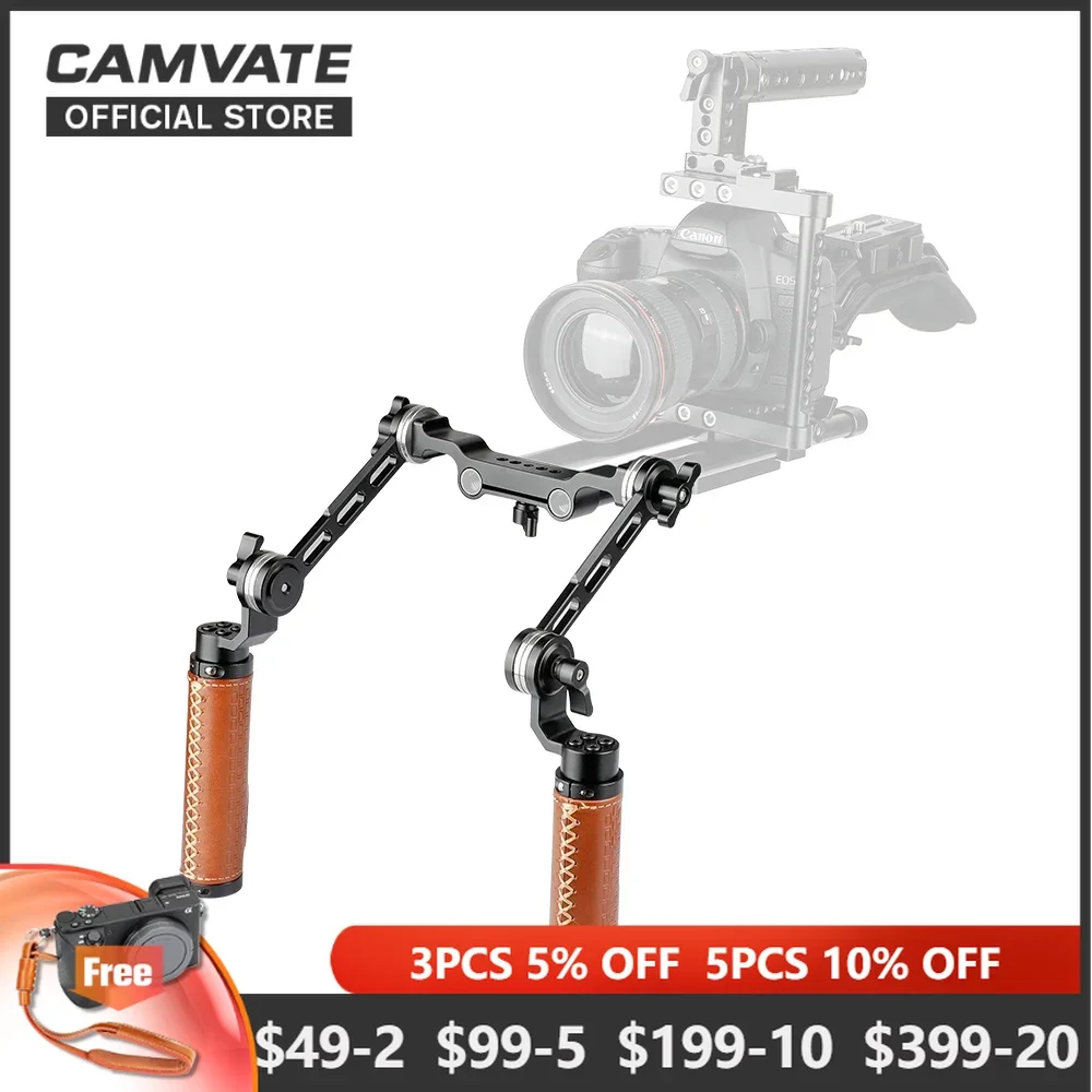 

CAMVATE ARRI Rosette Dual-handgrip Kit With Adjustable Extension Arm For DSLR Camera DV Camcorder Handheld Shoulder Mount Rig