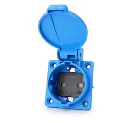Outdoor Waterproof EU Power Socket - Black & Blue Round Cover, IP44, 16A, 250V - EU Socket (BLUE)