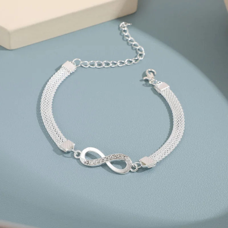 Rhinestone Infinity Bracelet Men's Women's Anklets Jewelry 8 Number Pendant Charm Blange Couple Bracelets for Lover Friend