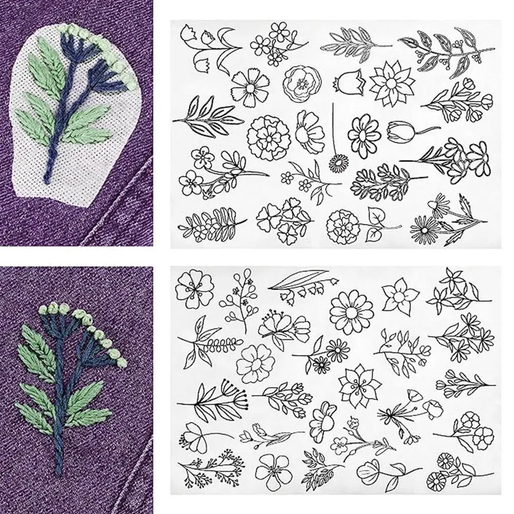  Water Soluble Embroidery Patterns 50pcs Embroidery Stick And Stitch  Patterns Transfers Water Soluble Stabilizer For Embroidery Stick And Stitch  Embroidery Designs