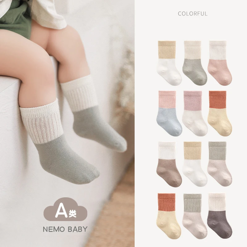 

3 Pairs Of New Autumn Spring Childrens Girl Socks Medium Length High Quality Boys Sock 0 to 5 Year Old Socks