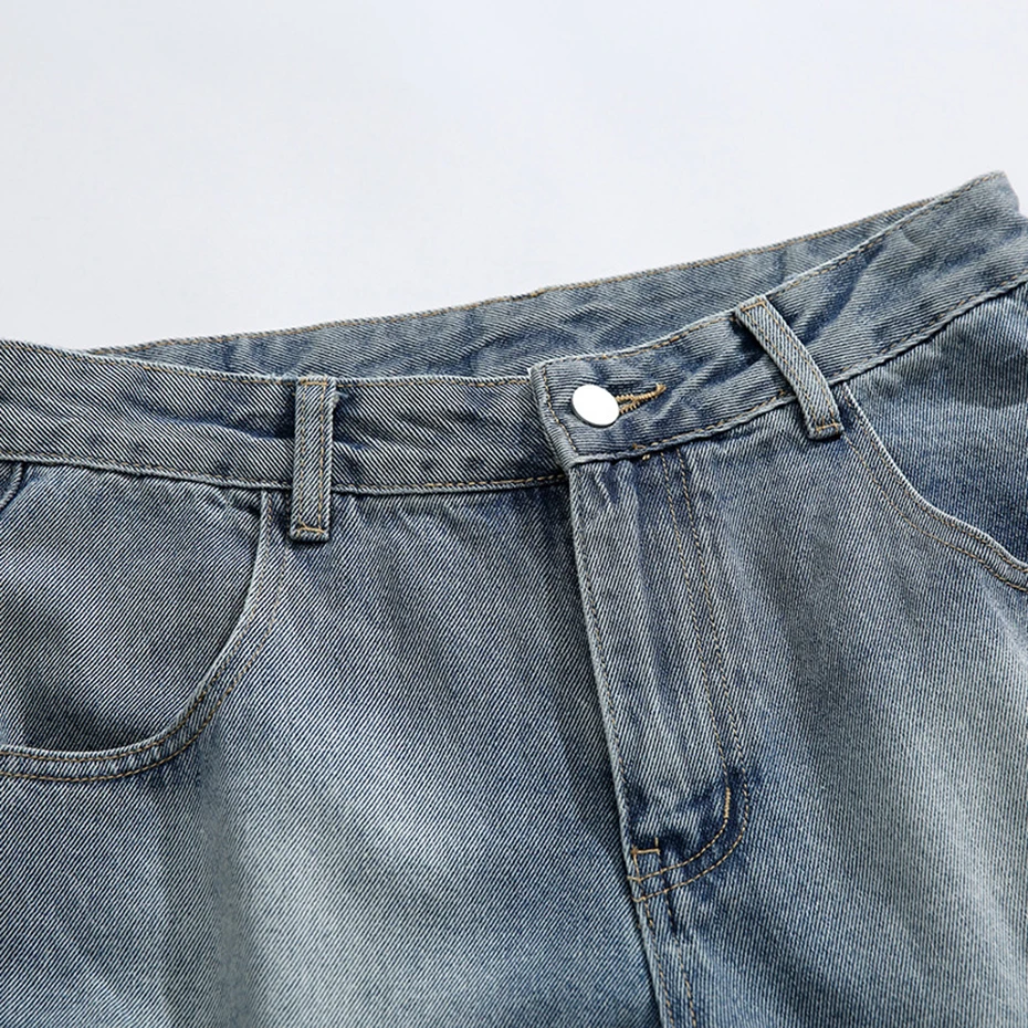 Multi Pocket Cargo Denim Shorts Summer Men Casual Loose Ripped Jeans Shorts Streetwear Harajuku Hip Hop