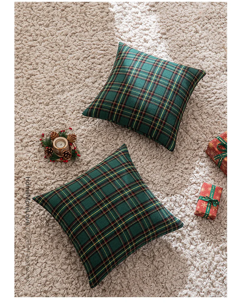 Set di 4 federe per cuscini natalizi a quadri (rossi, grandi quadri), plaid scozzese, decorative, 45 x 45 cm, cotone poliestere, per divano, camera da | Leroy Merlin