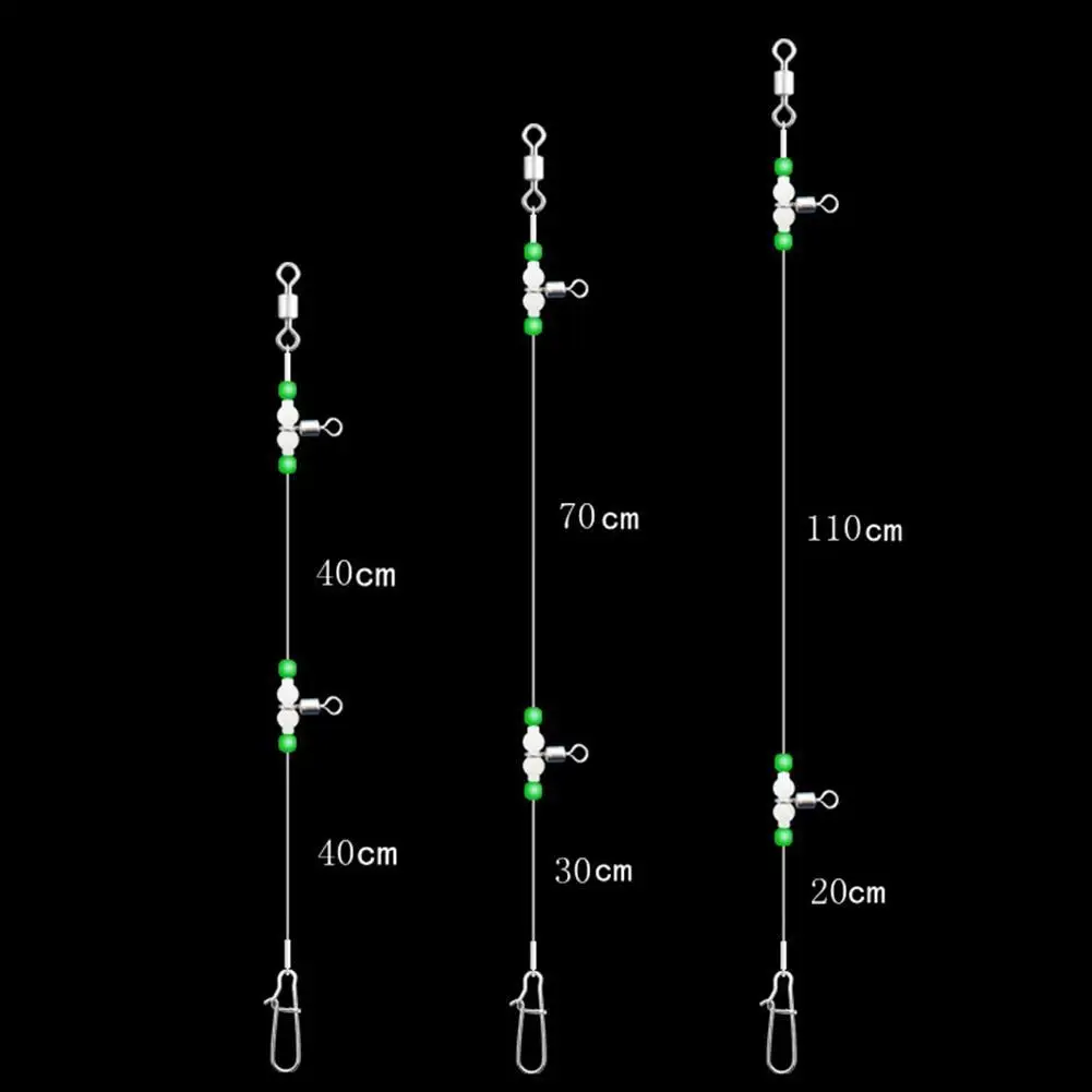 Night Glow Fishing Leaders Fishing Wire Leader with Swivels and Snaps Fishing Front Guide Line for Saltwater Freshwater