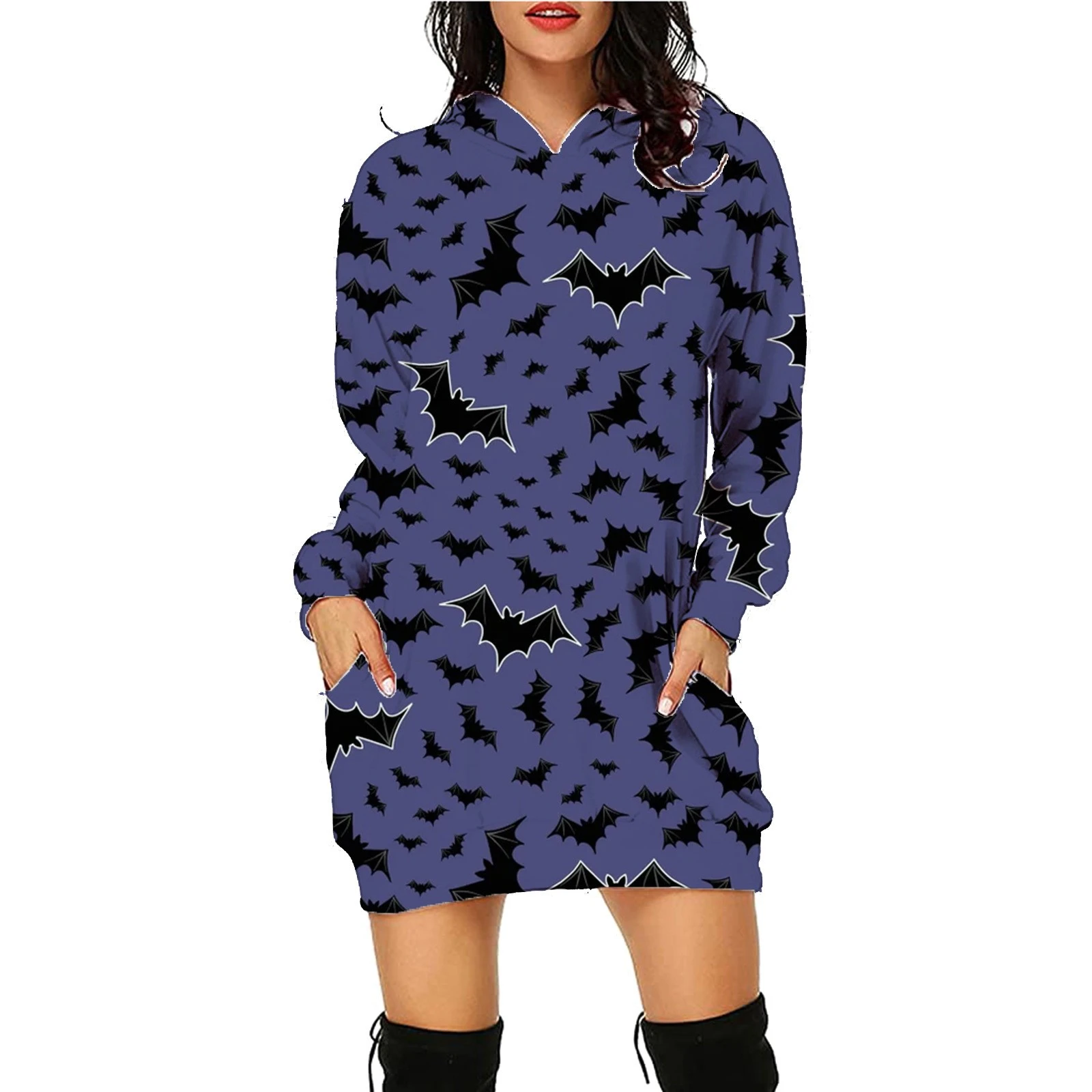 New Halloween Printed Couple Hoodie Trend Loose Fitting Dress Fashion European and American Sexy Women's Oversized Hoodie