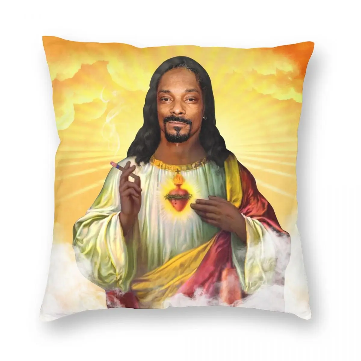 

Saint Jesus Snoop Dogg Pillowcase Printed Polyester Cushion Cover Gift Throw Pillow Case Cover Home Square 40X40cm