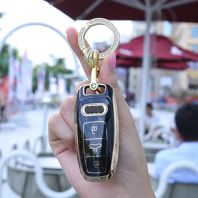 Cover chiate/telecomando per Audi A3 A6L A6 A7 A8 Q7 Q8 portachiavi Shell Bags 2020 2021 2022 Protector accessori Auto - S916d1e095596410089272e4e4dbee1e1F