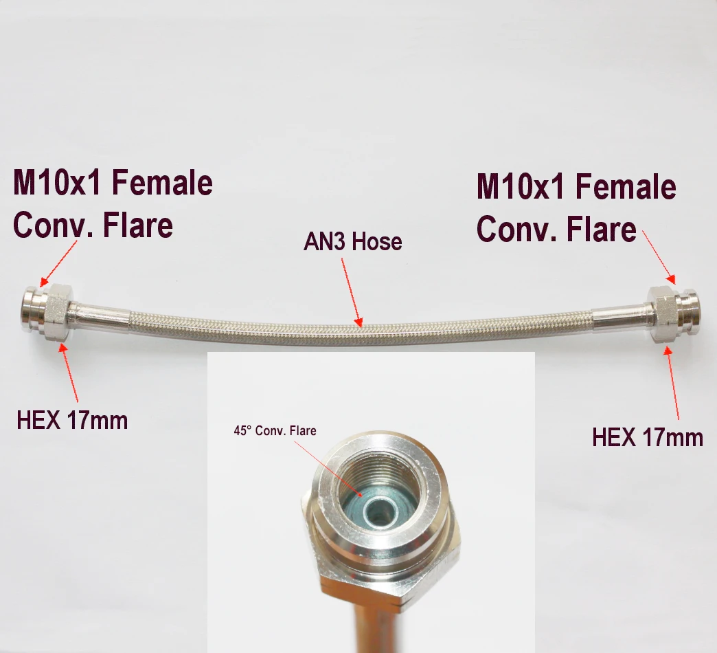 Metric M10x1 Swivel Female AN3 Stainless Braided Universal Brake Oil Connector Car Brake Pipe Repair Kit For Racing Cars ATV UTV