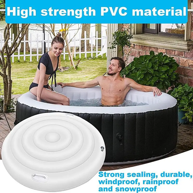 160cm Diameter jacuzzi Inflatable Energy Saving Round Hot Tub Lid Outdoor Spa Pool Windproof Rain Overflow Thermal Cover