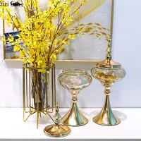 Metal Glass Decorative Jar Candy Jar Storage Tank Glass Jars Glass Bottles Organizer Home Decoration Accessories Ornament Crafts 2