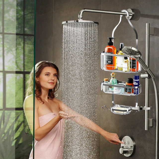 Home Basics Clear Plastic 1-Shelf Hanging Shower Caddy 10.3-in x