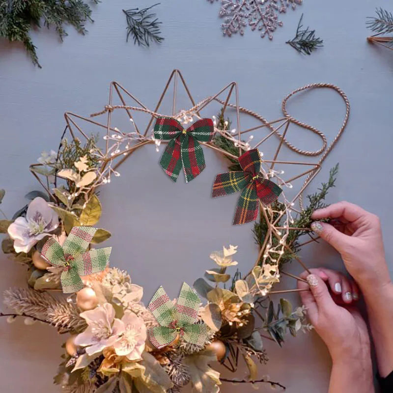 10/20Pcs Weihnachten Bögen Krawatte Dekoration Rot Grün Bogen-knoten Frohe Weihnachten Baum Dekor Anhänger Neue Jahr navidad – Detail 11