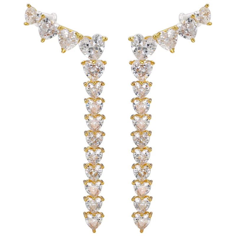 2315660-873cdd.jpg S916d62bad6b84d14bdc31bacb64fd6bcU Gold color heart Dangle Earrings Tassel Stud Earrings women Climber ear cuffs Fashion Jewelry Mallzona