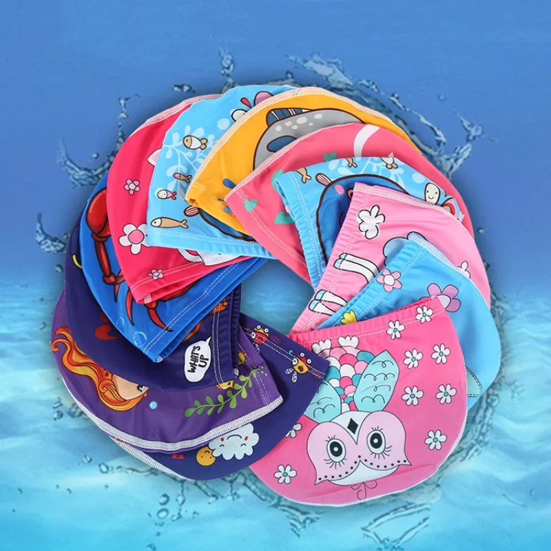 Kids Swimming Caps PU Waterproof Cute Cartoon Swimming Cap Ear Protection Boys Girls Children Lovely Swim Pool Hat Bathing Cap 3