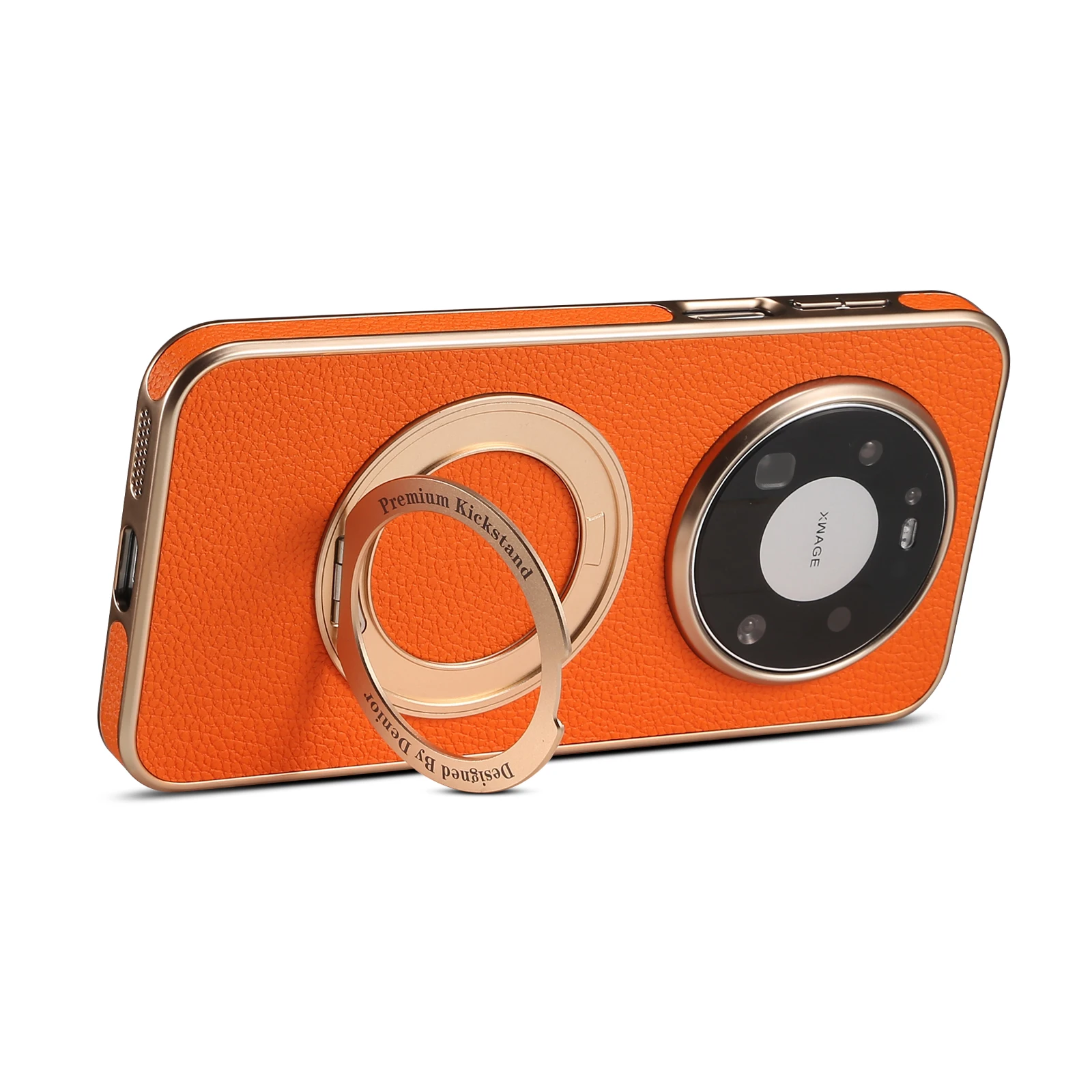 Denior Litchi Grain Faux Leather Phone Case with 360° Rotating Stand Holder