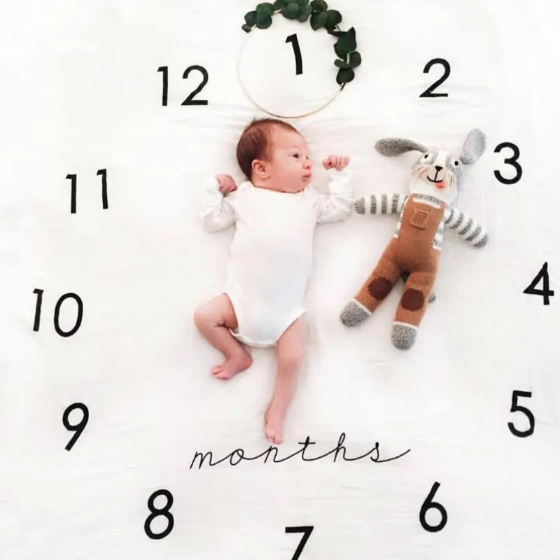 Baby Monthly Milestone Anniversary Blanket Newborns Photo Props Growth 100x100cm Souvenir Photograph Background Cloth | Мать и ребенок