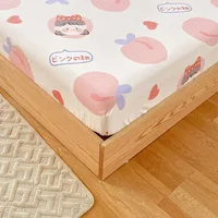Kawaii Girls Pink Peach Print Fitted Sheet with Deep Pocket Twin Size 3PCS Cotton Lovely Cartoon Fruit Bed Sheet Set Room Decor 4