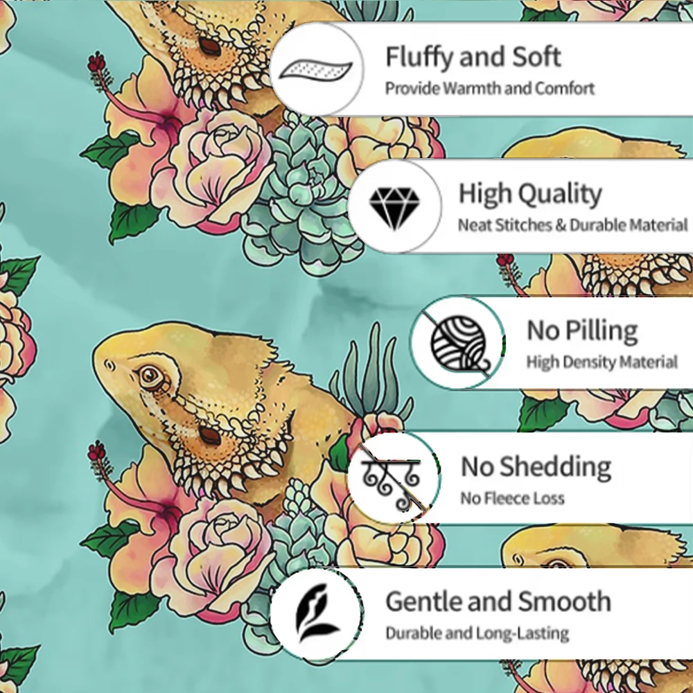 Pastel Bearded Dragon Scarf blanket for all season: cobijas de invierno, bed blanket, room stuf, narzuta na kanapę