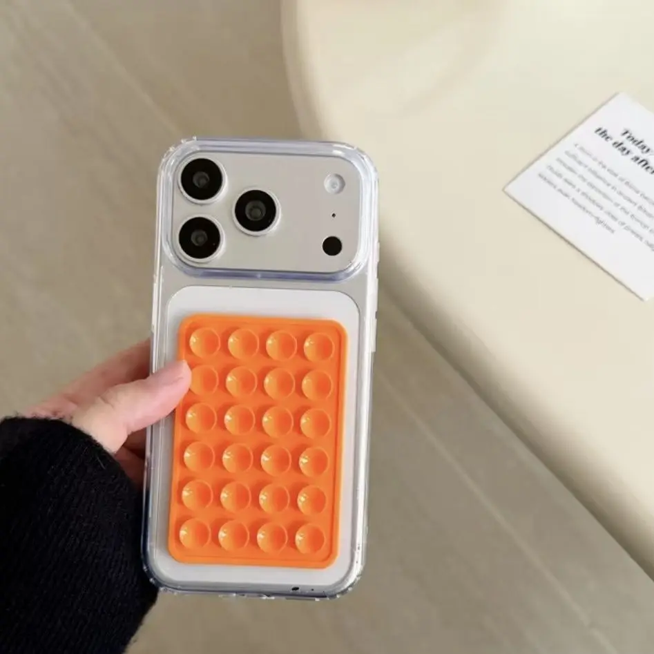Transparent TPU Shockproof 3D Suction Cup Stand Phone Case