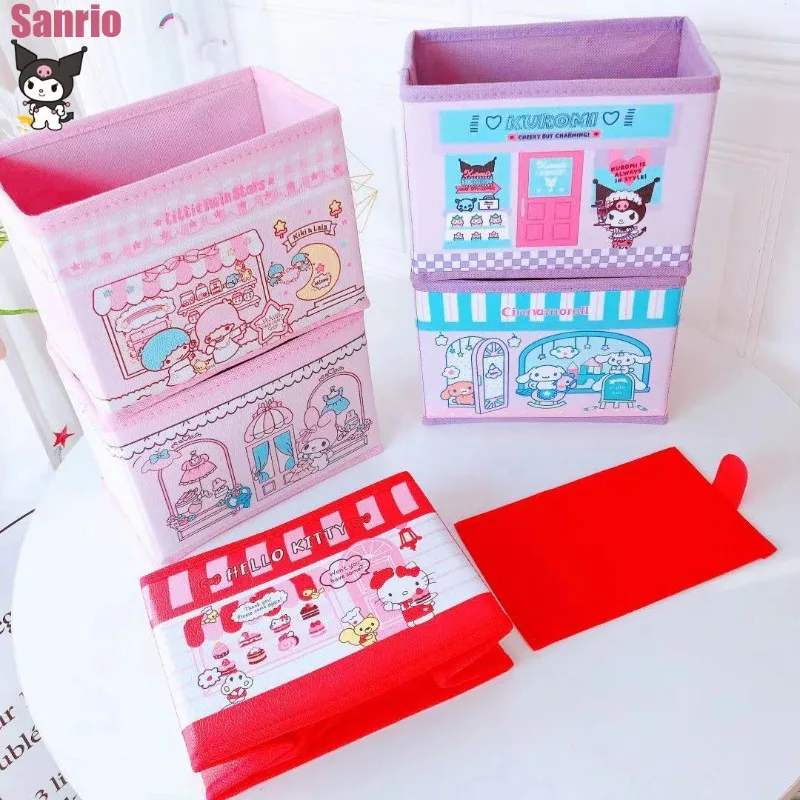 

Sanrio Hello Kitty Kuromi Cinnamoroll Little Twin Star Cartoon Storage Box Cosmetic Cute Organizer for Dormitory and Bedroom