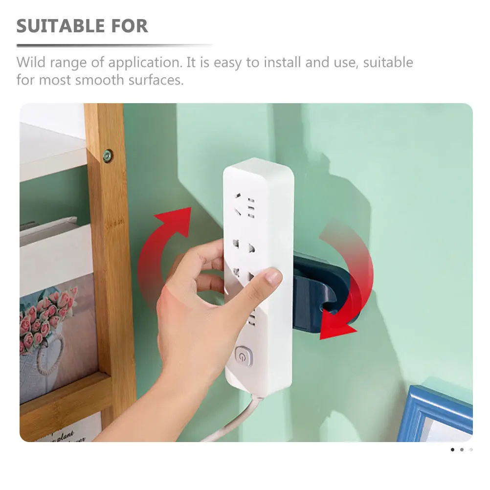 2개입 전원 스트립 고정기 플라스틱 자가 접착 소켓 홀더 벽걸이형 무타공 케이블 정리기 코드 홀더 연장선