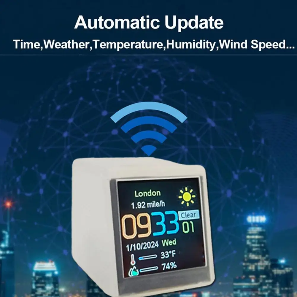 

Настольная Wi-Fi метеостанция, умные часы, беспроводные электронные цифровые милые миниатюрные часы с таймером влажности, температурный Международный Sma O9U0