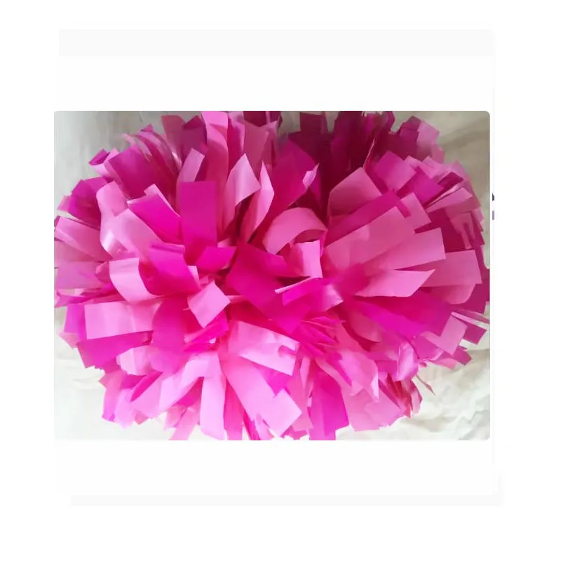 1piece,Pompom Cheerleader Poms, Plastic Dusty Pink with Plastic Yellow, 4 ",6",8"