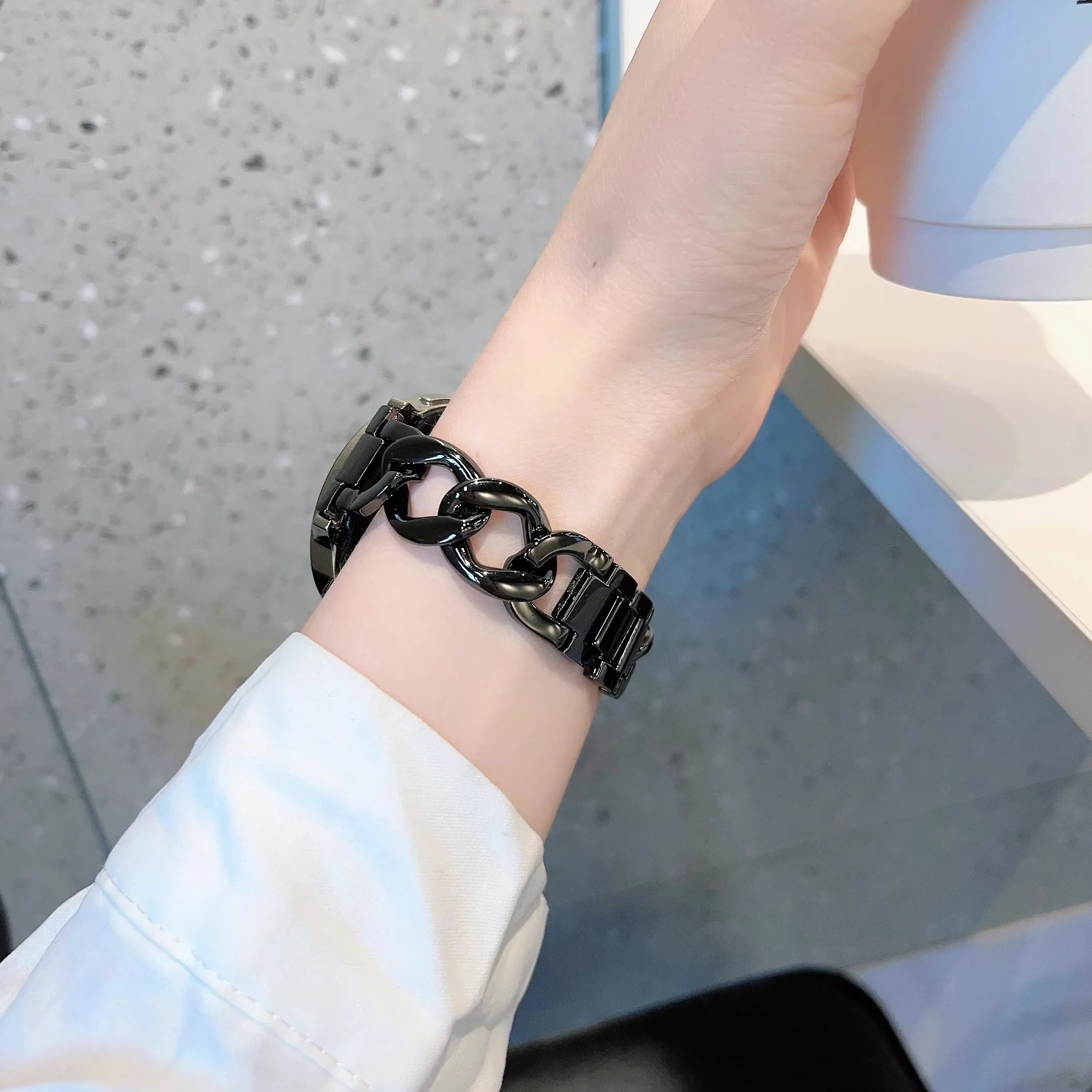 20mm 22mm Metal Chain Bracelet For Samsung Galaxy Watch 7 6 5 4 3 40 44mm Classic 42/46mm 43/47mm For Huawei GT3 GT4 Amazfit GTS