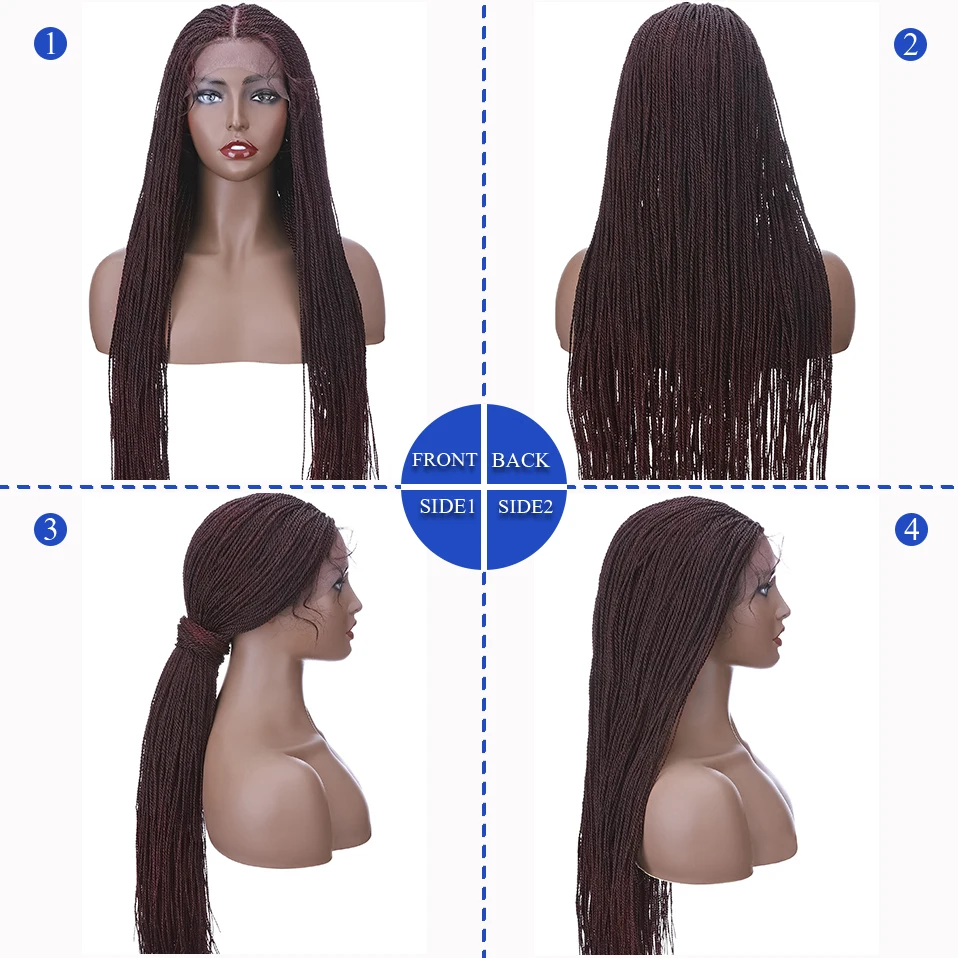 Meu-senhora 30 polegada sintético trançado peruca dianteira do laço senegalese torção perucas do laço tranças sem nós cabelo para preto estilo brasileiro feminino