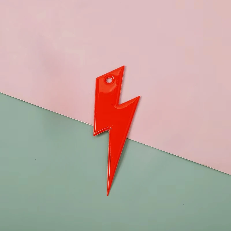Colorful Lightning-Shaped Reflective Keychain Pendant