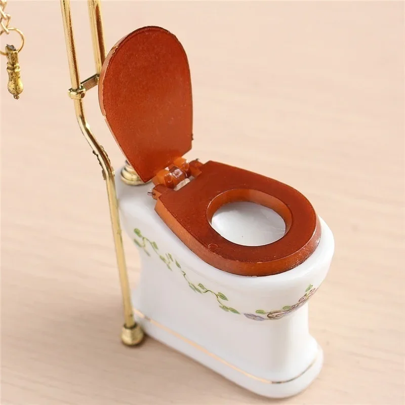 1:12 Dollhouse Miniature Furniture Bathroom Toilet White Porcelain Closestool DIY Decoration Ornament 6