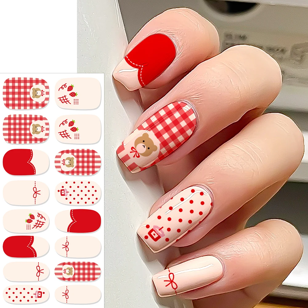 16 Stück Semi-Cured Leopard Print Gel-Nagelaufkleber, schicke Maillard-Farb-Nagelstreifen, selbstklebend, UV-Lampe erforderlich, zum Aufkleben auf die Nägel – Detail 5