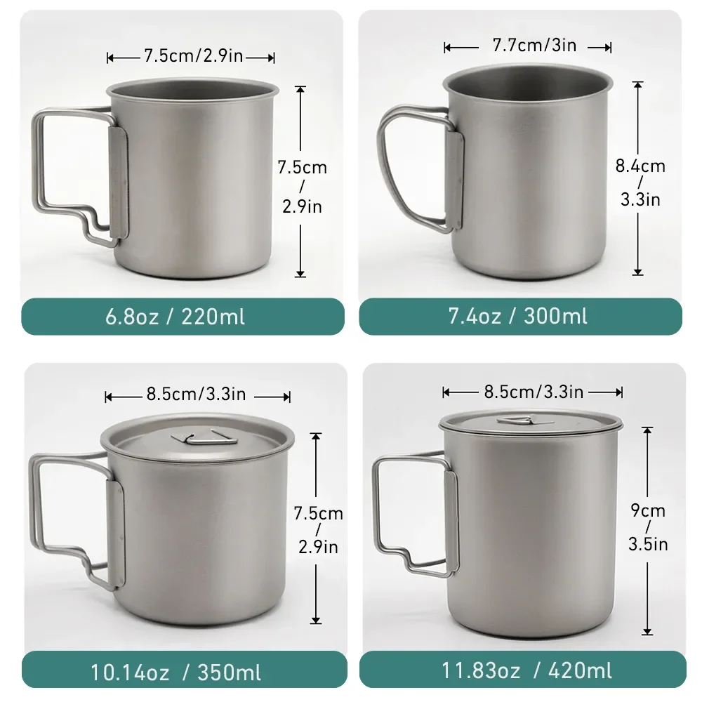Ultralight Camping Mug Titanium Cup Tourist Tableware Picnic Utensils Outdoor Kitchen Tableware Equipment Cookware Coffee Cup