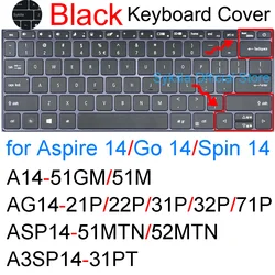 Silicone Keyboard Protector Skin Case for Acer Aspire - 14 Inch (Black)
