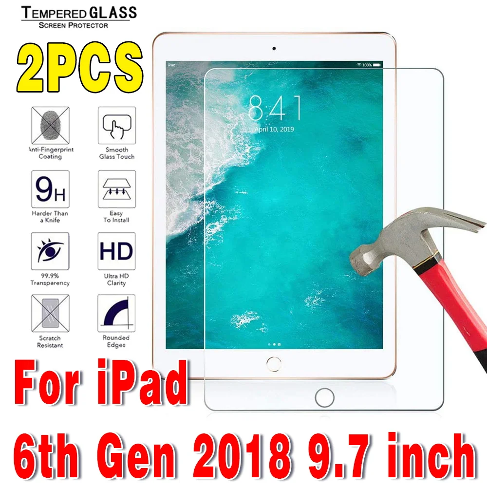 tablet cover 2Pcs Tempered Glass Screen Protector for IPad 10.2 9.7 10. 5 10.9 11 IPad 8 7 6 9 Air 4 3 2 Mini Glass IPad 2020 2019 2018 2021 capacitive stylus for android Tablet Accessories