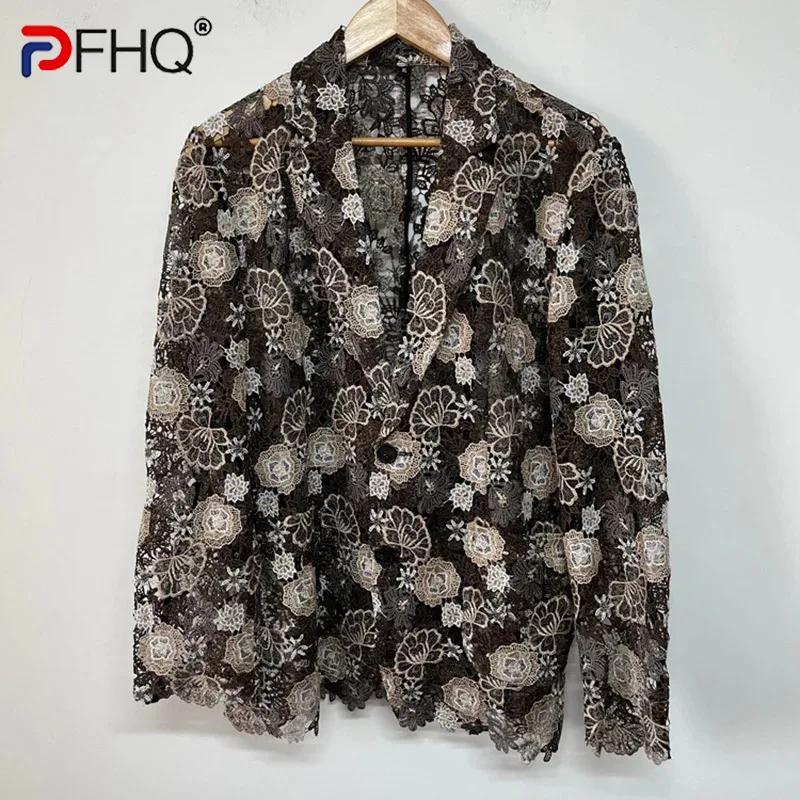 

PFHQ Summer Men's Blazers Fashion Single Breasted Heavy Industry Design Embroidery Print Delicacy Original Suit Jackets 21Z4558