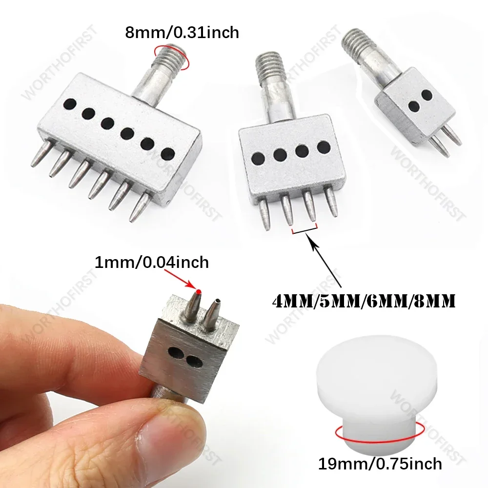 Leather Punching Tools 4/5/6/8mm Spacing M8 Thread Punch Dies Hand Press Perforated Round Stitching Cut