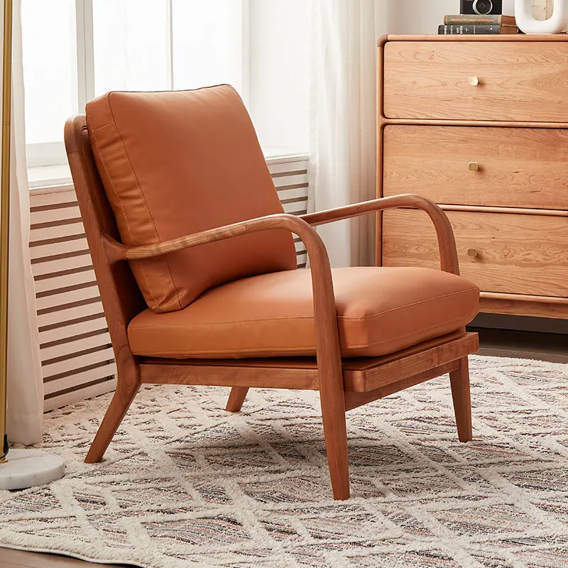 

Одноместный стул из массива дерева в скандинавском стиле, кресло из вишневого дерева для гостиной, маленькой квартиры, для ленивых, в итальянском стиле