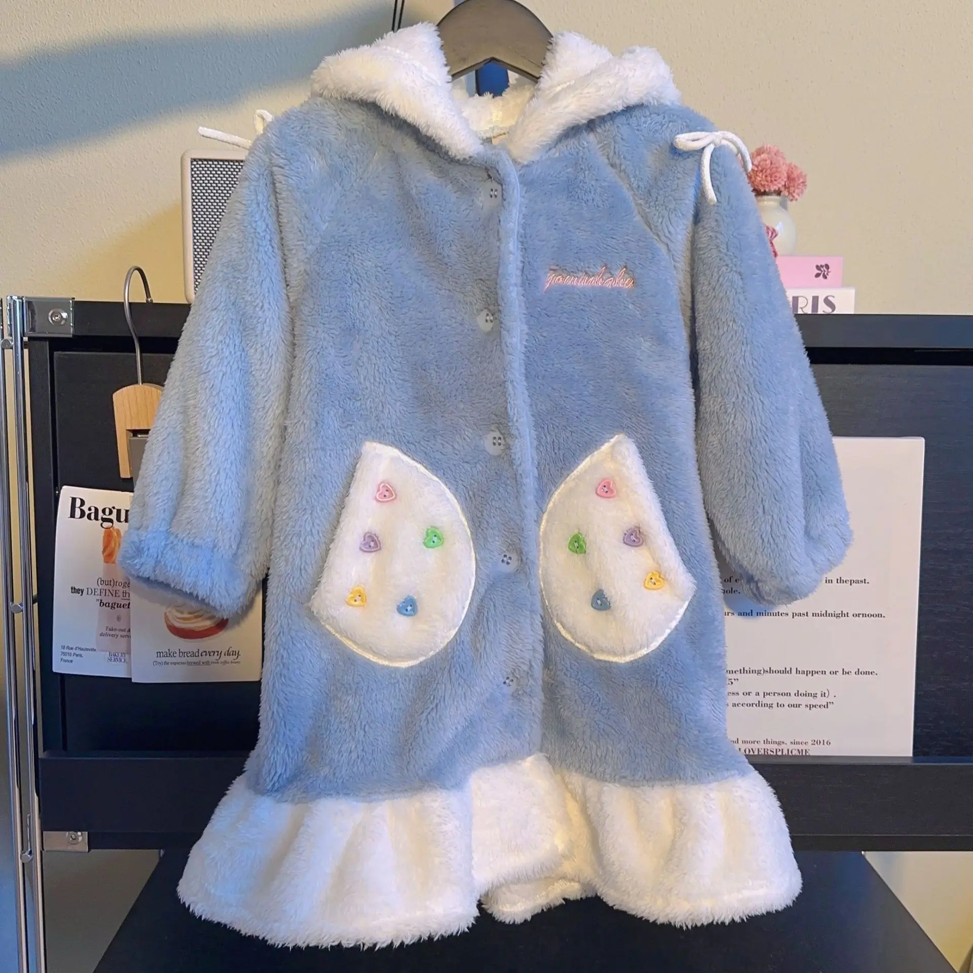 Girls' Home Clothes Winter New Fashion Baby Kids Thick Bathrobe Clothes Children Hooded Coat Outerwear Outfits 2-8yrs