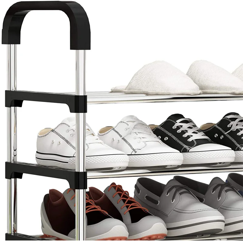 3/4/5/6 Layers Stainless Steel Shoe Rack Multi-layer Shoes Cabinet Storage Organizer Living Room Bedroom Space Saving Shoes Rack