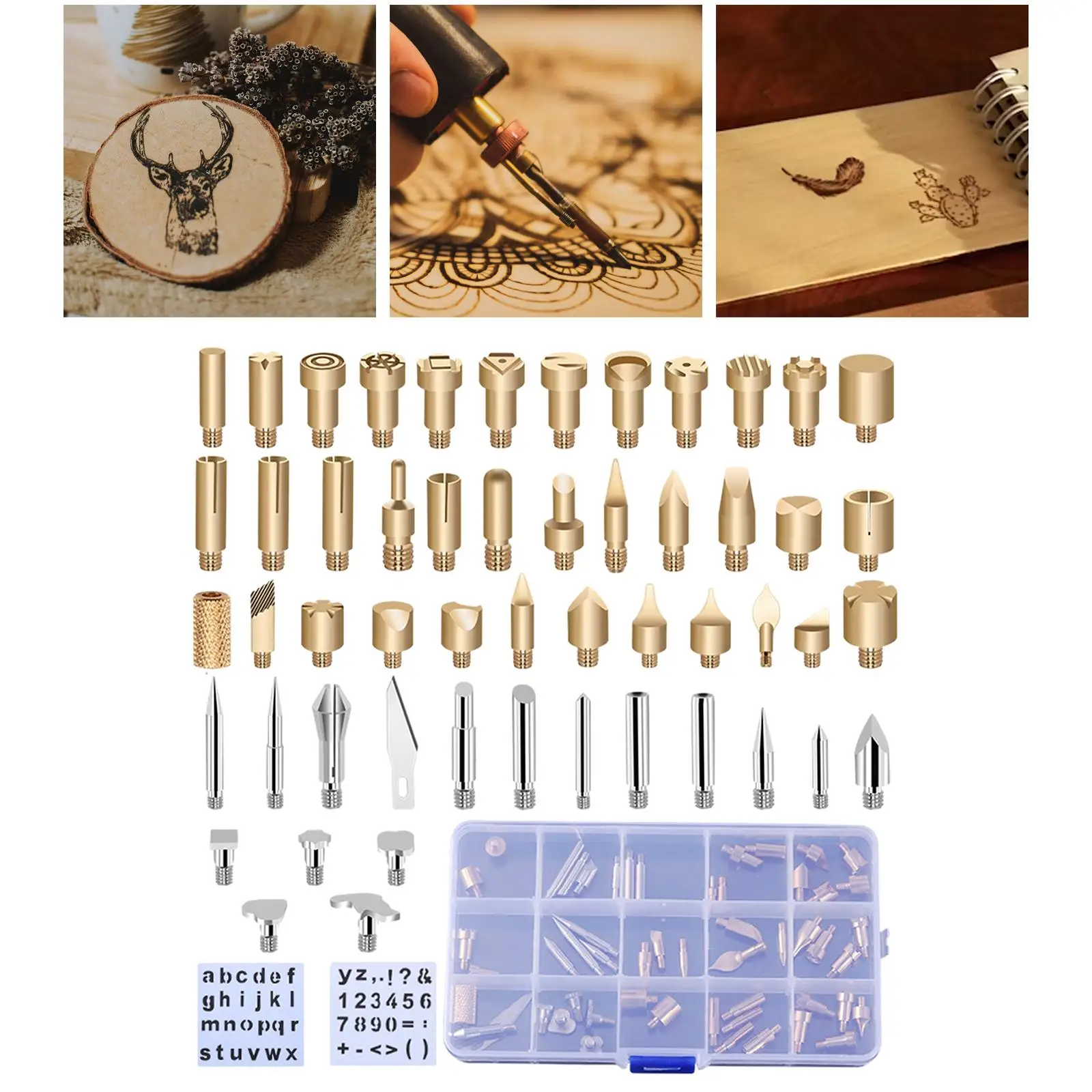 

53x Pyrography Wood Burning Tips Welding Tool Soldering Iron Heads for Carving Pyrography Hobby Embossing Pyrography Working