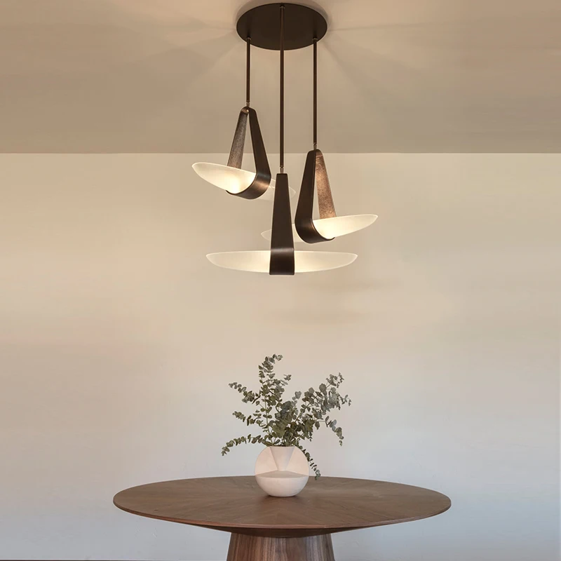 

Nordic Modern Creative Leather Dining Room Glass Chandelier Bedroom Bedside Living Room Designer Personalized LampsNordic Modern
