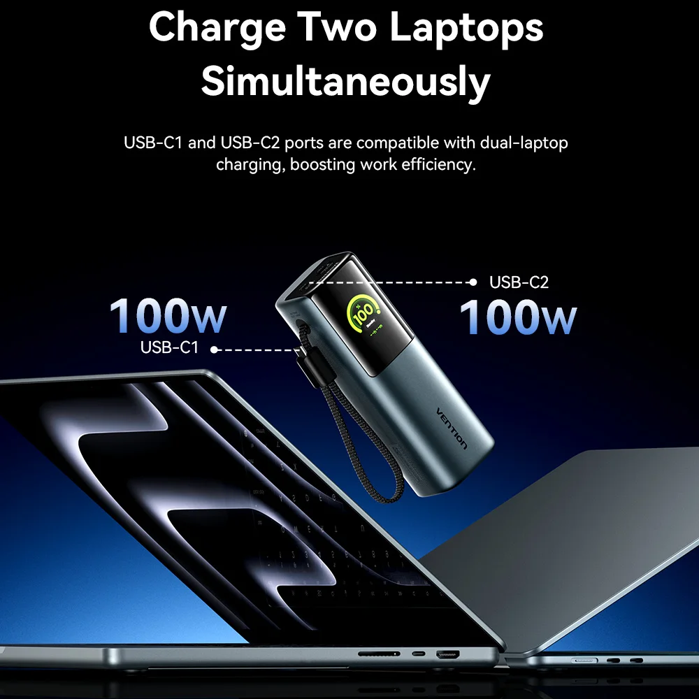 Vention Power Bank 200W 27000mAh PD 3.1 140W Max, Caricabatterie Portatile per Laptop, Ricarica Rapida PD per iPhone 17 16 Samsung S25 S24 - immagine 3