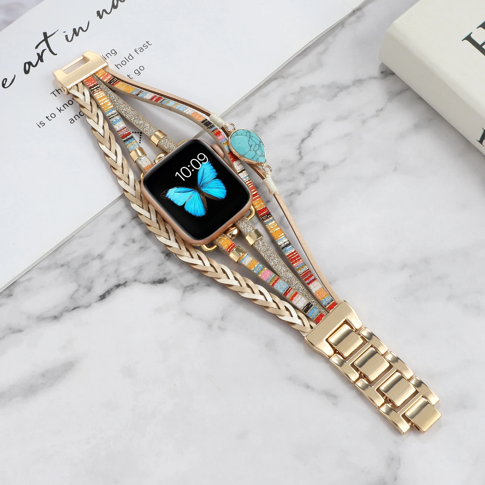 Jewelry Strap For Apple watch Ultra 9 8 7 45mm 49mm 41mm Women Metal Bohemian Style Bracelet iWatch 6 5 4 SE 44mm 42mm 40mm belt