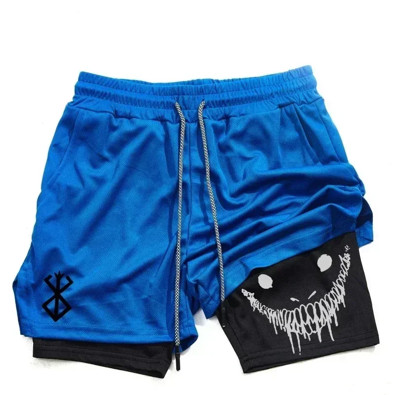 Berserk Men's Sports Shorts 2 in 1, Quick-drying Running Shorts, Gym and Fitness Training Double-layer Shorts for Men 2