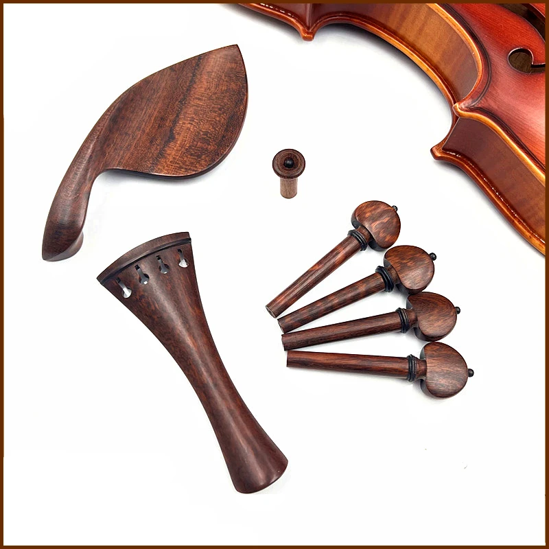 

1set 4/4 violin snakewood letterwood accessories parts fittings,Tailpiece+Tuning pegs+Endpins+Chin rest/Chin Holder